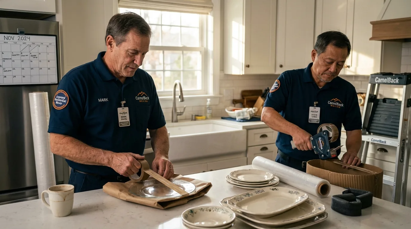 Professional crew packing kitchen dishware in Shallotte, NC
